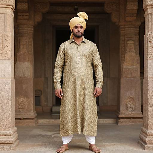 Man in Turban Wearing Indian Terrain Shirt