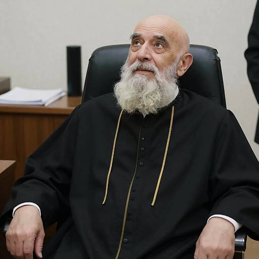 Elderly Man in Black Robe Seated