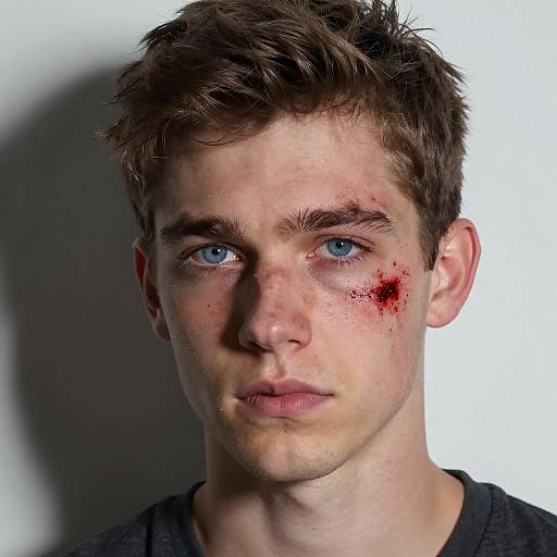 Dramatic Close-Up of Young Man's Portrait