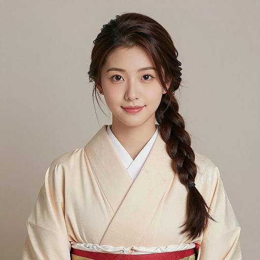 Serene Portrait in Traditional Japanese Kimono