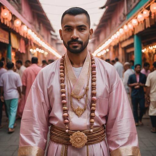 Man in Traditional Priest Outfit at Street Carnival