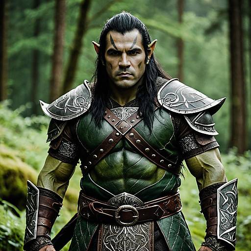 Muscular Orc Warrior in Forest Armor