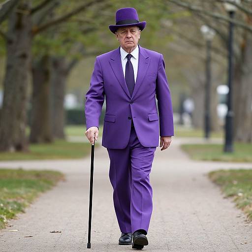 Purple Costume Man with Cane