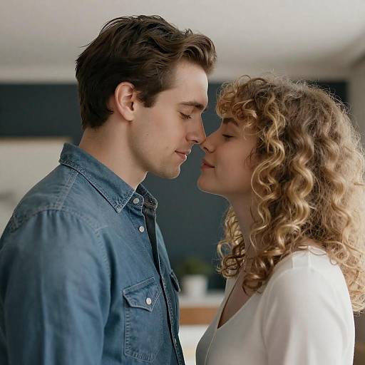 Tender Close-Up of Couple Eyes Closed