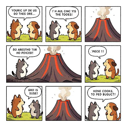 Whimsical Volcano Animal Comic