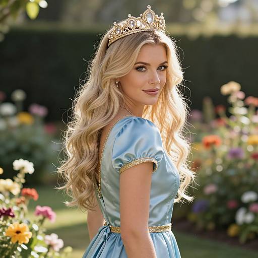 Sunlit Garden Portrait of Blonde Queen