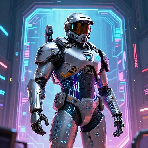 Master Chief Emerging from Digital Portal