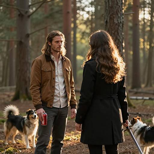 Forest Encounter: A Man and Woman