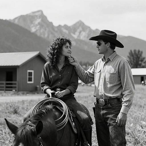 Classic Western Scene in Black and White