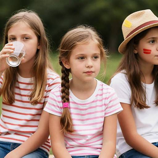 Sunny Day with Three Young Girls