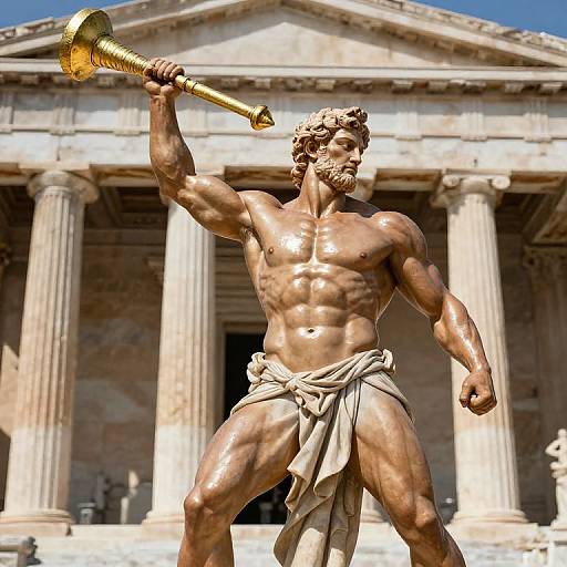 Muscular Greek God with Thunderbolt