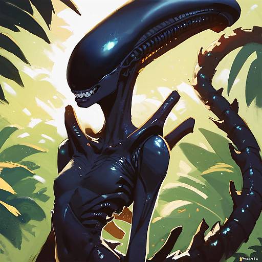 Backlit Female Xenomorph Jungle Bust Portrait