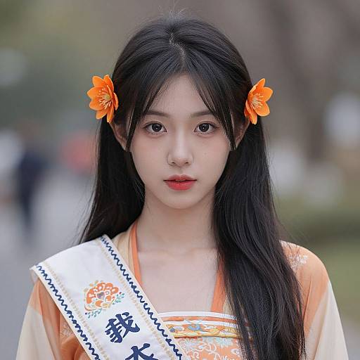 Realistic Orange Blossom Girl Portrait