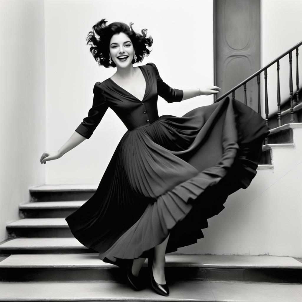 Joyful Actress in Vintage Hollywood Style