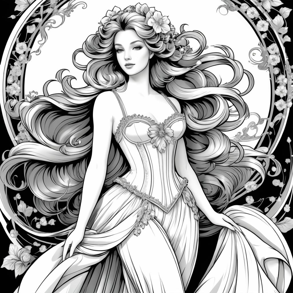 Elegant Venus in Rococo Style Illustration