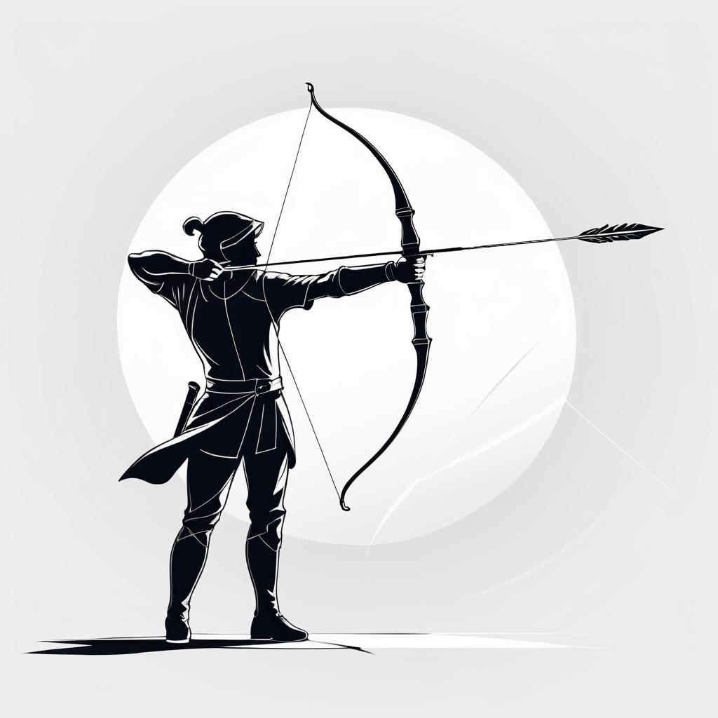 Minimalist Archer Ink Drawing in Backlight