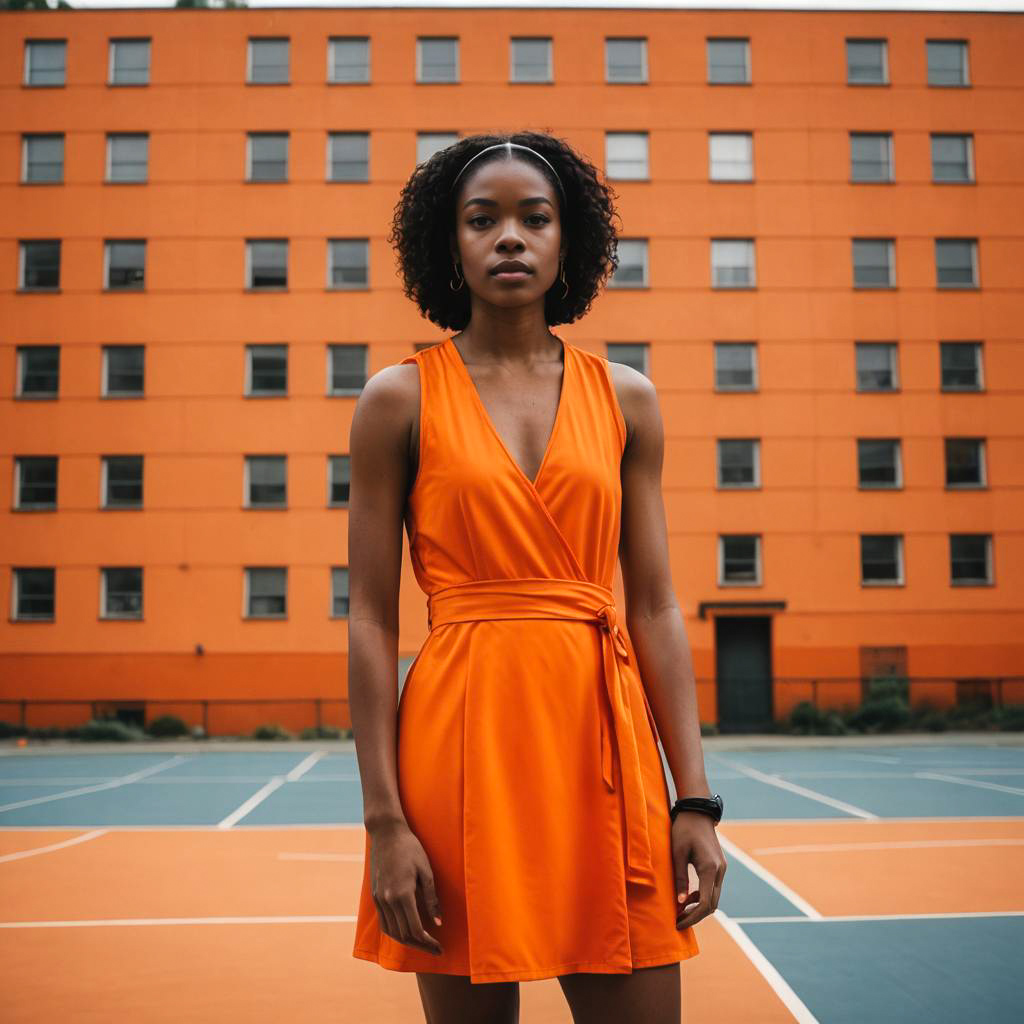 Vibrant Athlete on Urban Basketball Court