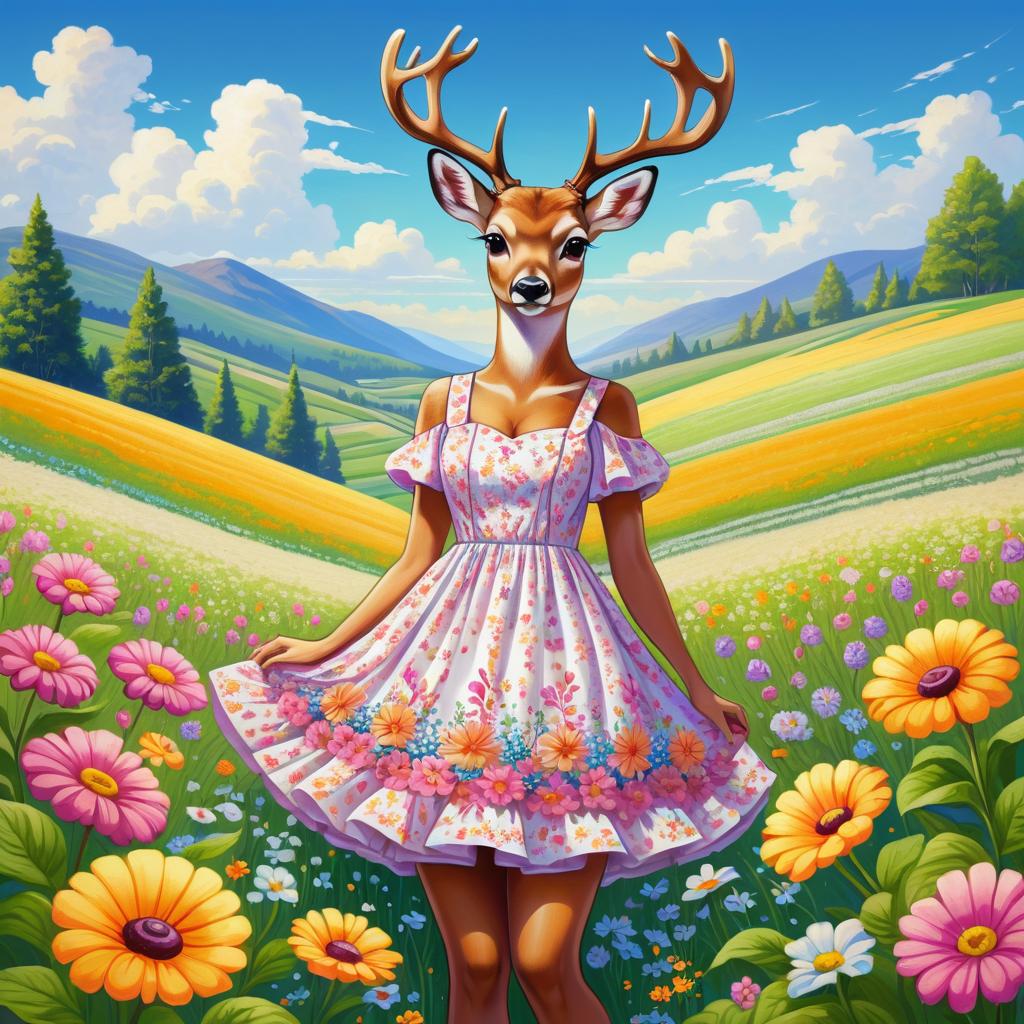 Vibrant Ecchi Deer in Summer Dress