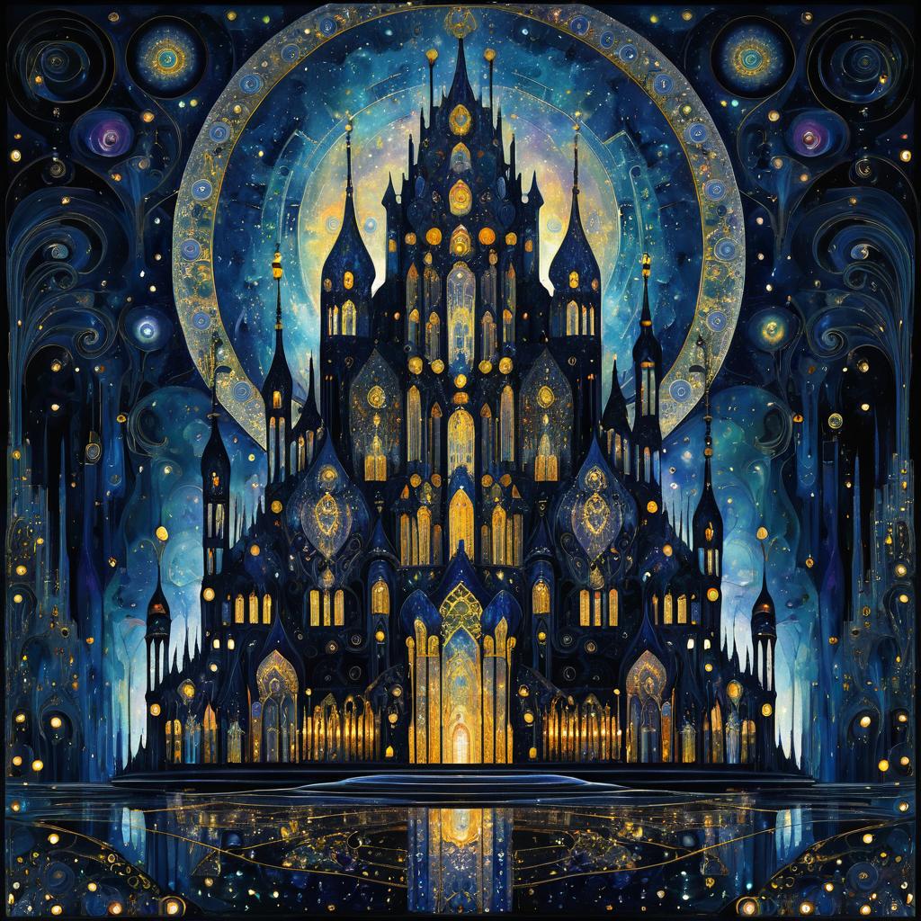 Surreal Crystal Castle in Dark Style