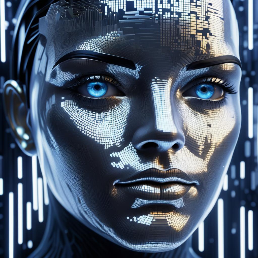 Ethereal Cybernetic Robotic Face Close-Up