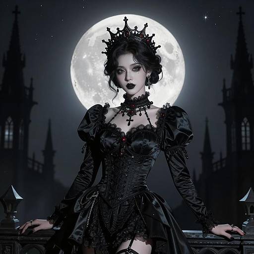 Gothic Elegance Under a Luminous Moon