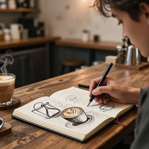 Rustic Café Latte Art Sketch