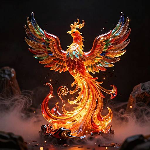 Vibrant Phoenix Rising Glass Art
