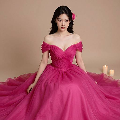 Realistic Magenta Ball Gown Portrait