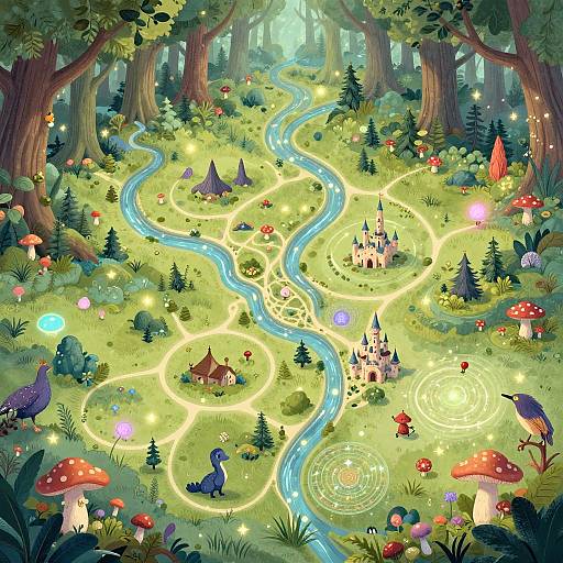 Whimsical Enchanted Forest Map