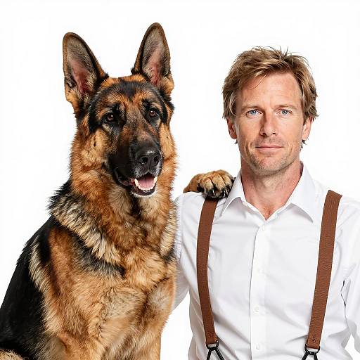 Man and German Shepherd Portrait Shot