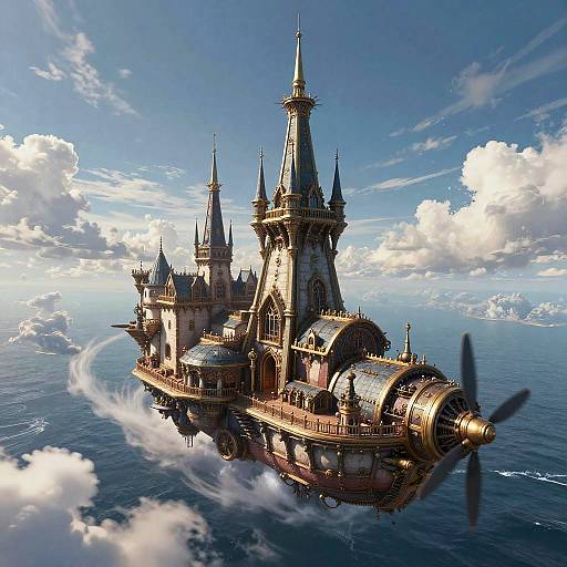 Floating Steampunk Sky Castle