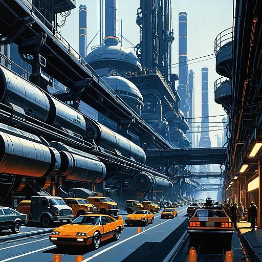 Futuristic Industrial District Street View