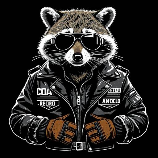 Raccoon in Leather Jacket with Aviator Goggles