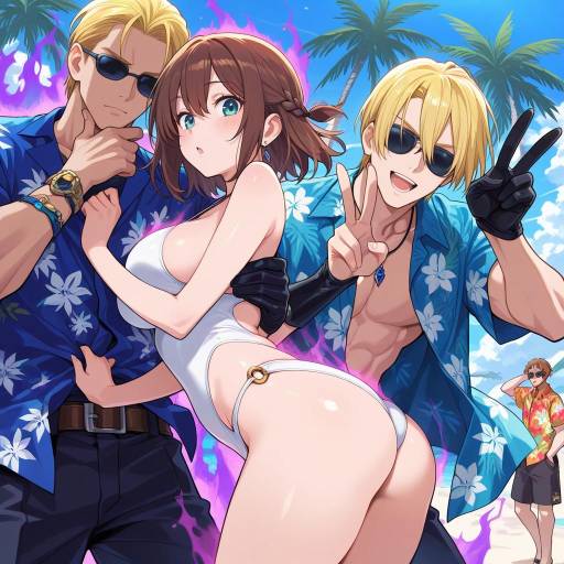 Beach Scene with Diverse Characters