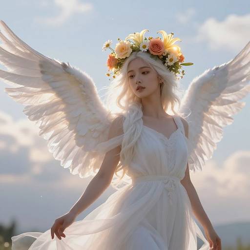 Graceful Female Angel in Celestial Serenity