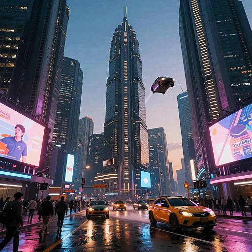 3088 Futuristic Cyberpunk Cityscape at Dusk