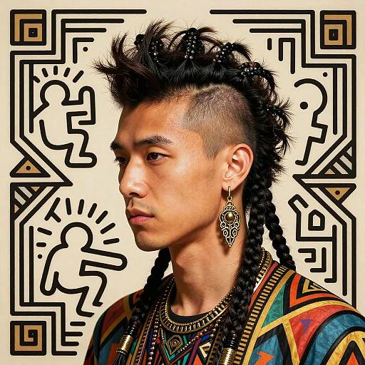 Braided Mohawk Art Deco Portrait