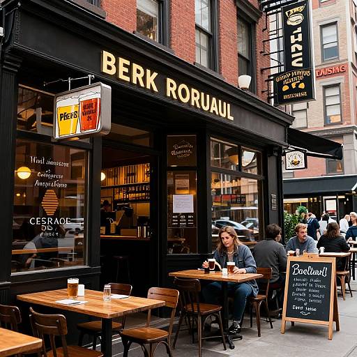 Photograph of a bustling outdoor café, 