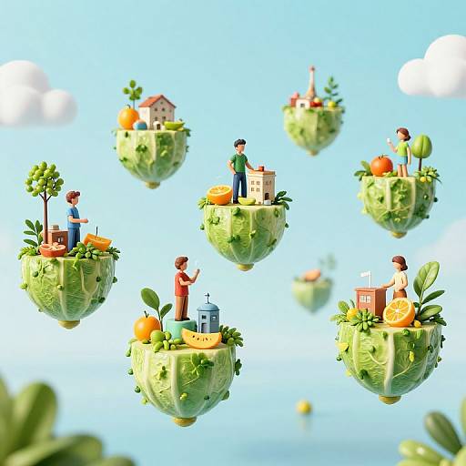 Floating Vegetable Orb Cities with Scent Language