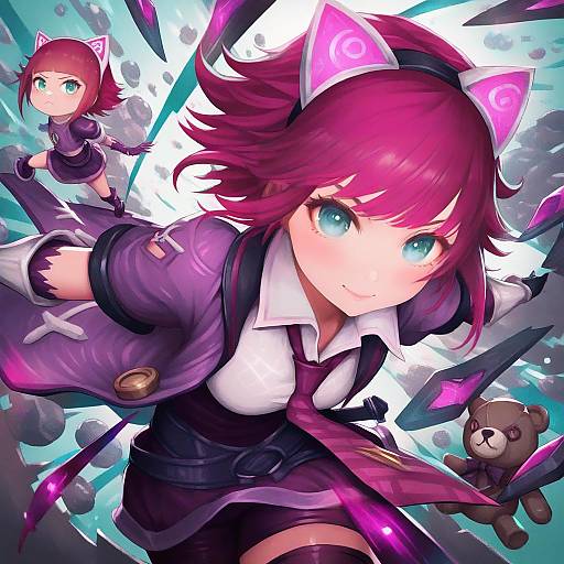 Illustration of Annie (league of legends), league of legends in the style of Yajirushi (chanoma)