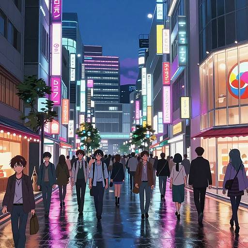 Anime Cityscape at Neon Dusk