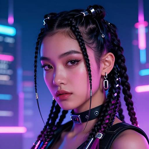 Cyberpunk Ram Braids Neon Character