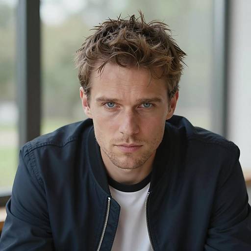 Intense Young Man with Tousled Hair