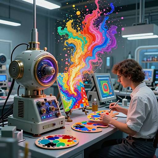 Futuristic AI Art Lab Creation