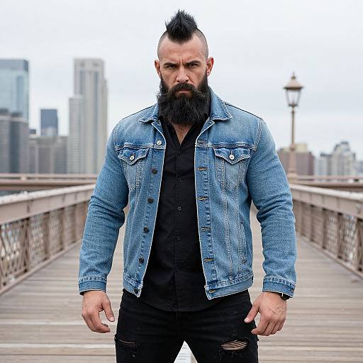 Rugged Man on Urban Bridge