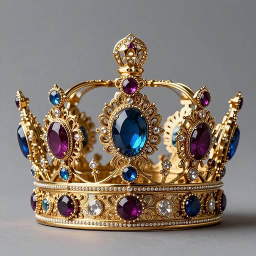 Ultra-Realistic Jeweled Gold Crown