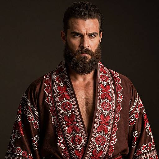 Rugged Bearded Man in Ornate Robe