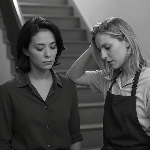 Emotive Black-and-White Portrait of Women