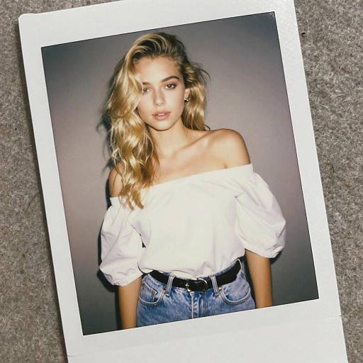 Stylish Young Woman in Off-Shoulder Outfit