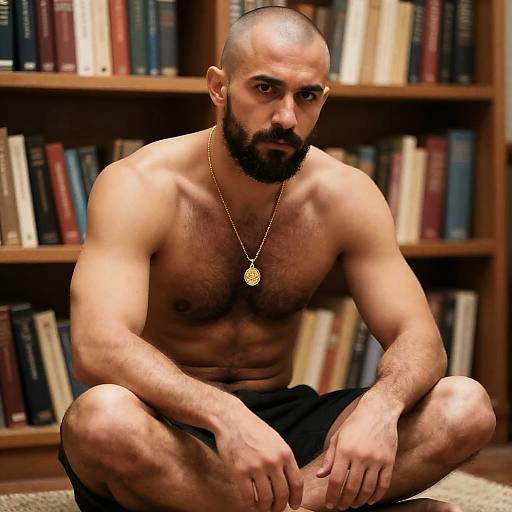 Muscular Man in Thoughtful Pose